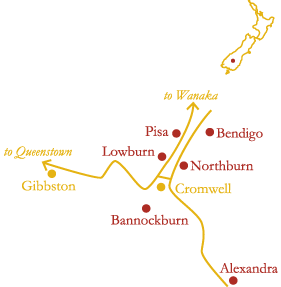 click on area to see description below Central Otago Wine Map